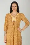 Printed Mustard Yellow Kurti For Women