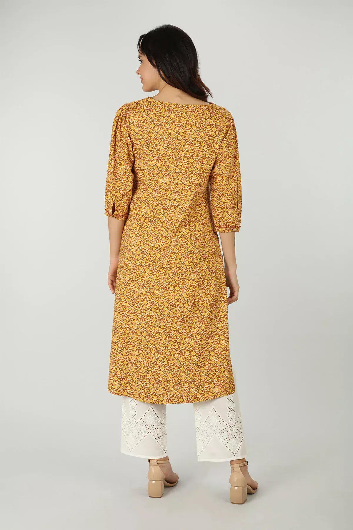 Printed Mustard Yellow Kurti For Women