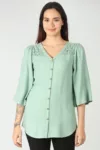 Dobby Light Green Colour Top For Women