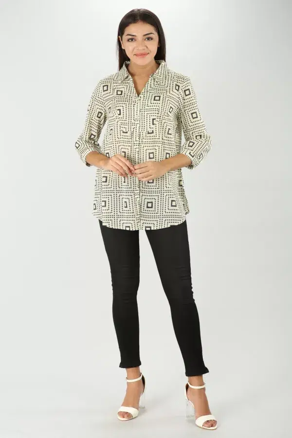 Printed Dark Grey Shirt For Woman