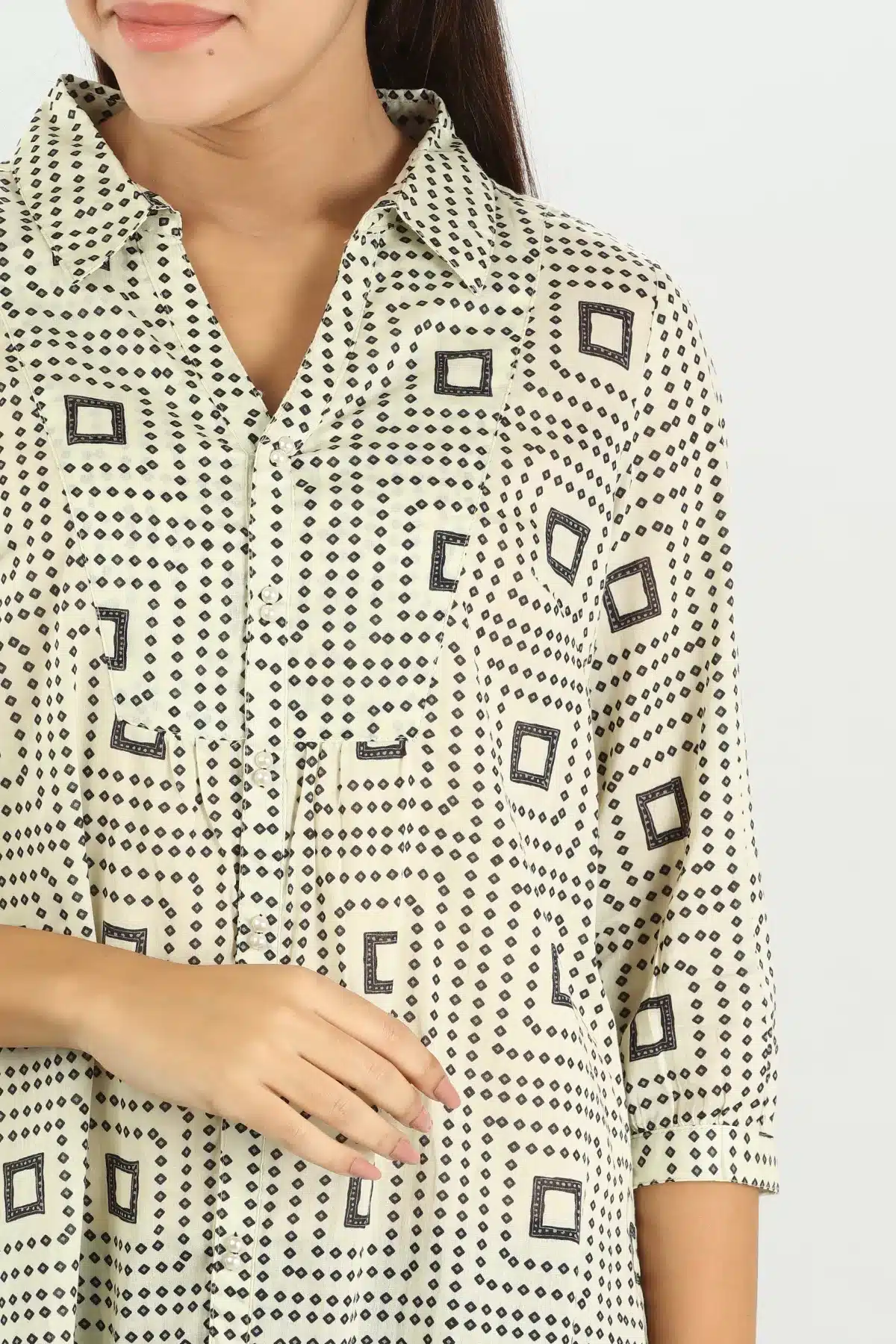 Printed Dark Grey Shirt For Woman