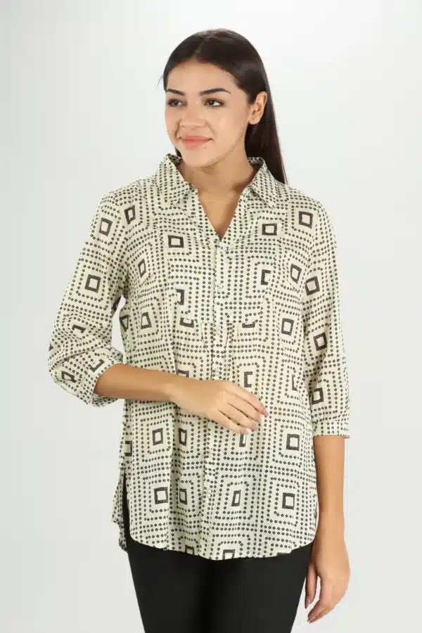 Printed Dark Grey Shirt For Woman