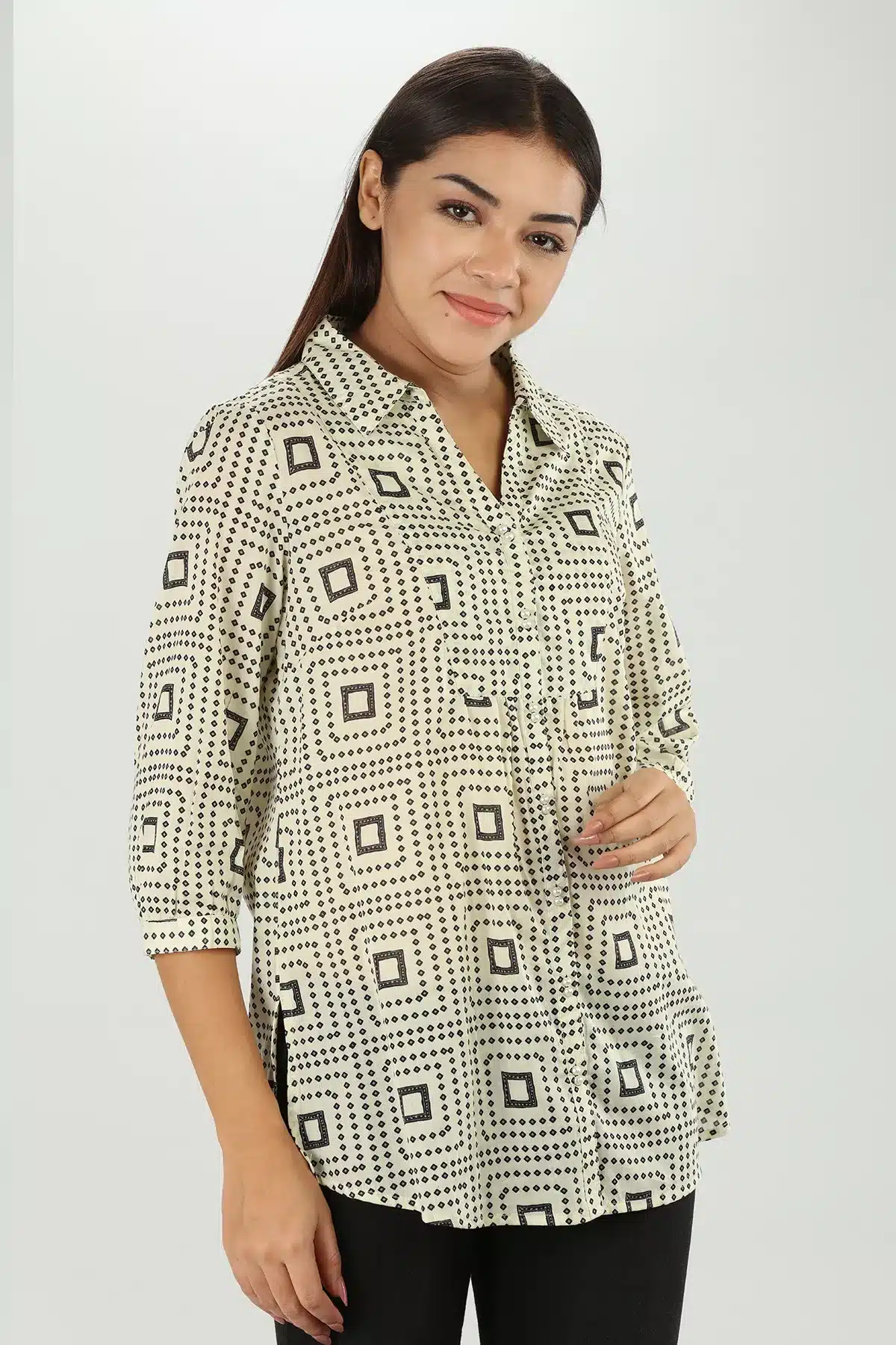 Printed Dark Grey Shirt For Woman