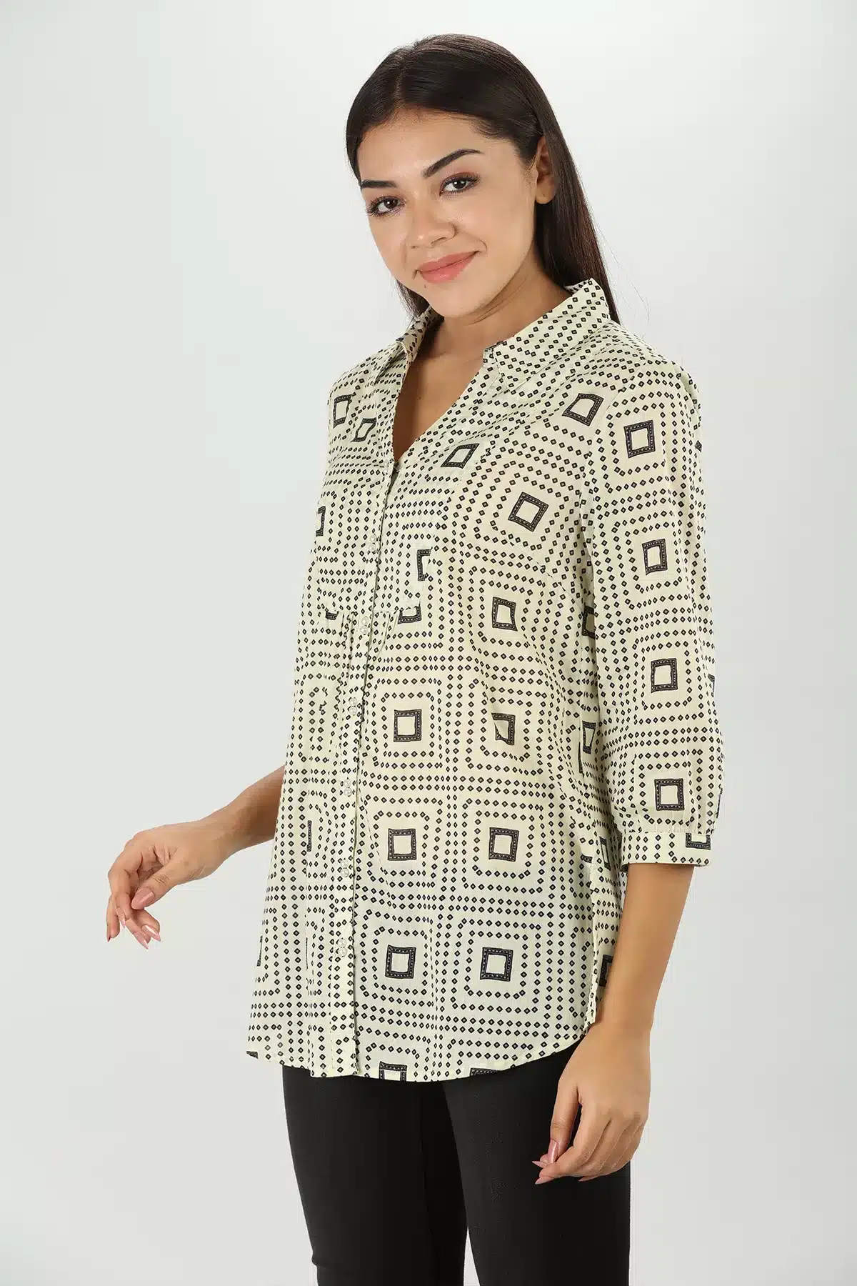 Printed Dark Grey Shirt For Woman