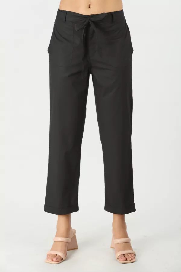 Solid Black Pant For Women