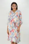 Blue Printed Midi Dress Women