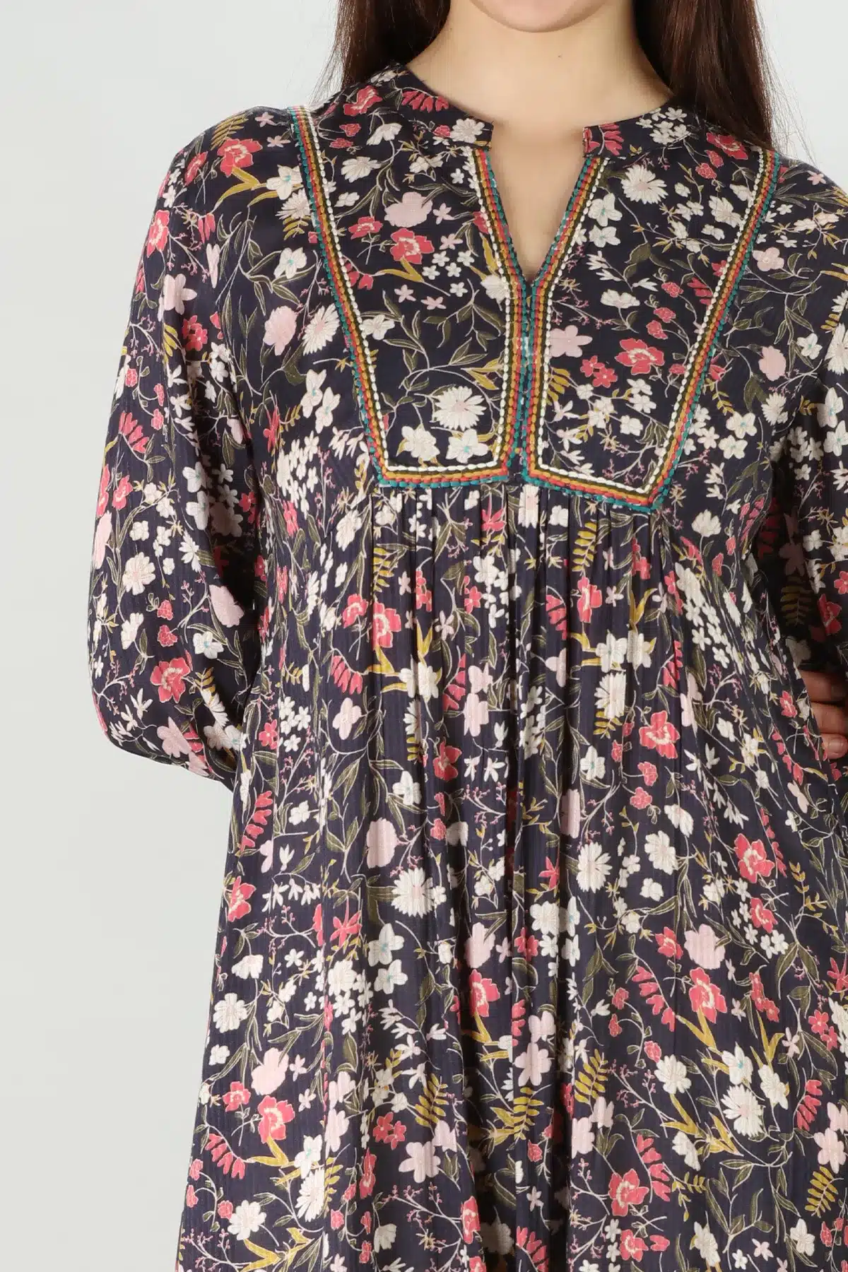 Dark Grey Viscose Dobby Kurti - Image 5