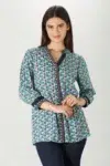 Printed Blue Shirt For Ladies
