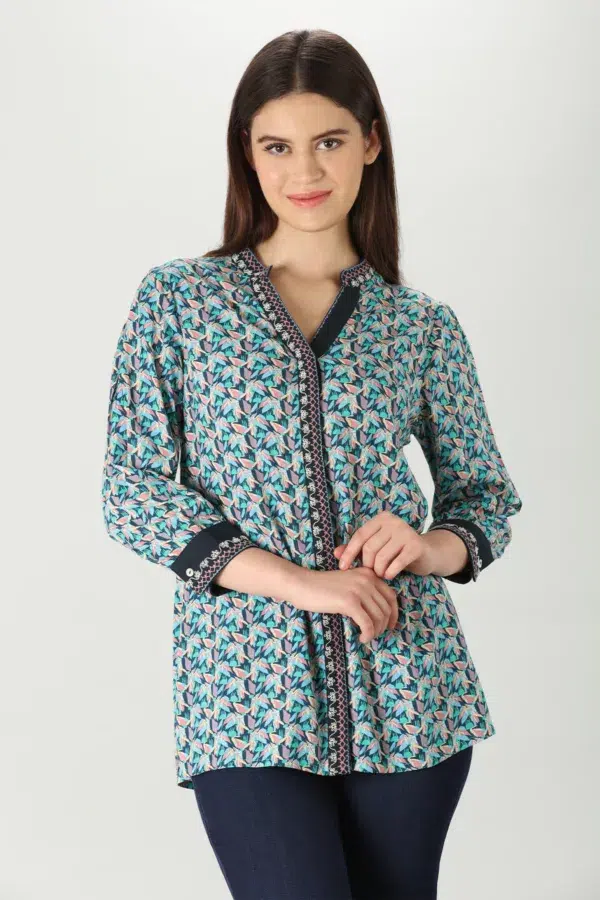 Printed Blue Shirt For Ladies