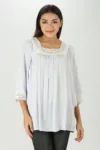 Floral Print Light Grey Top For Women