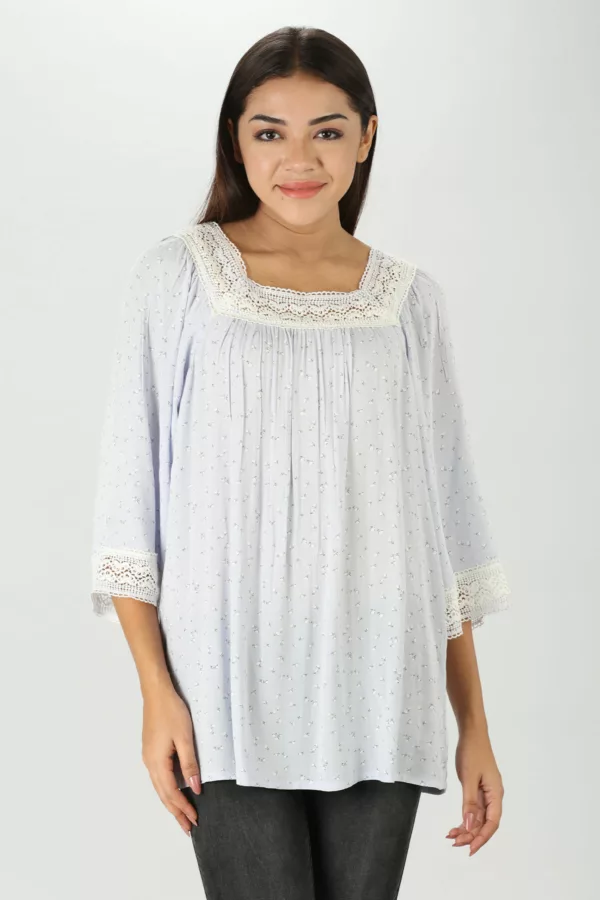 Floral Print Light Grey Top For Women