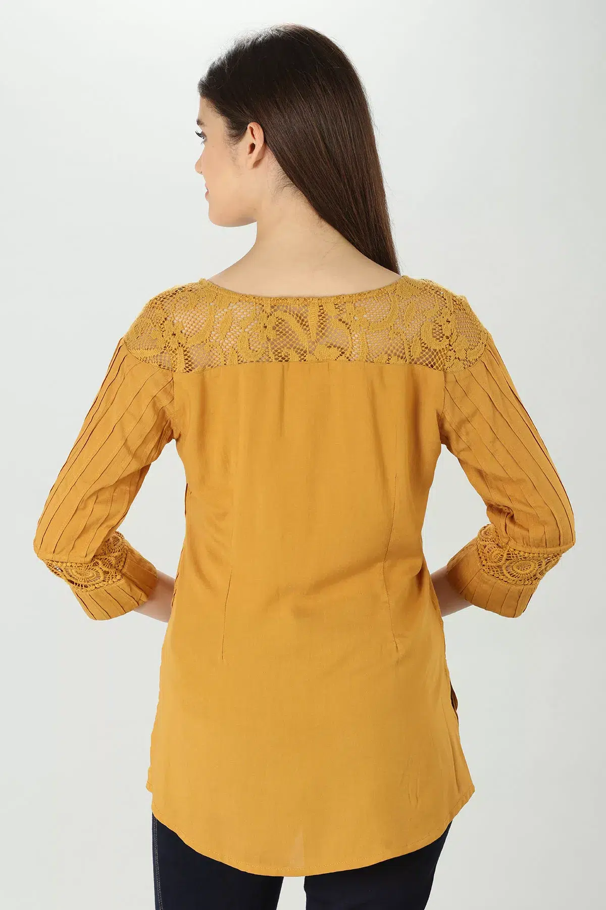 Pintuck Mustard Colour Top For Women