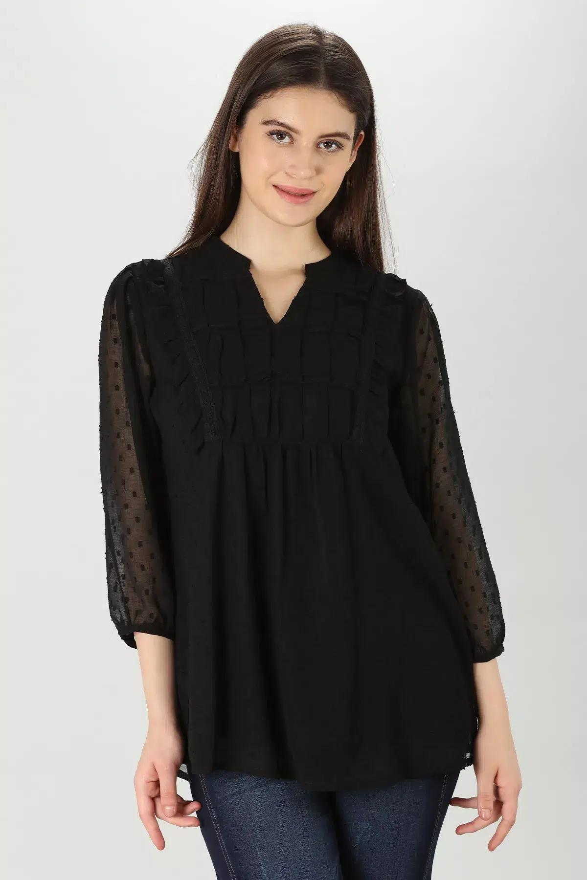 Textured Black Top For Women