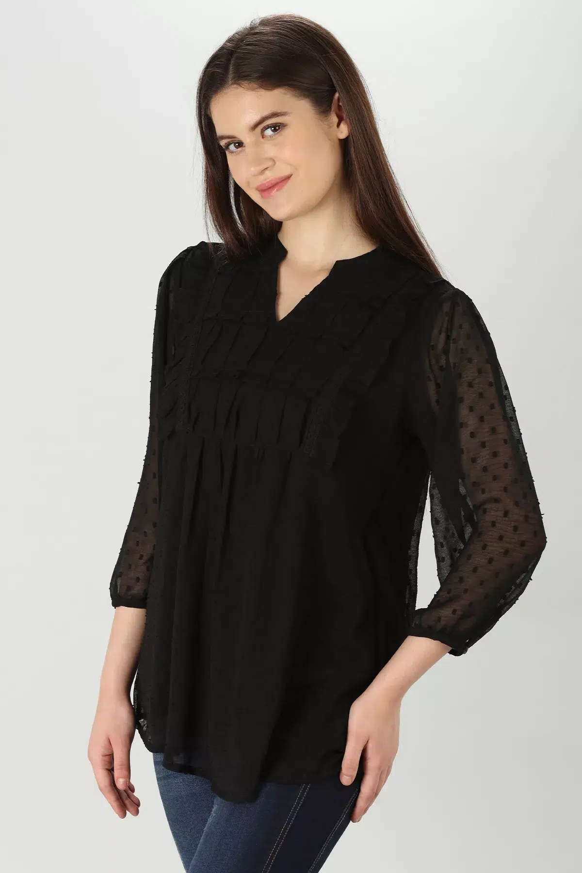 Textured Black Top For Women