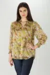 Floral Printed Olive Green Top For Women