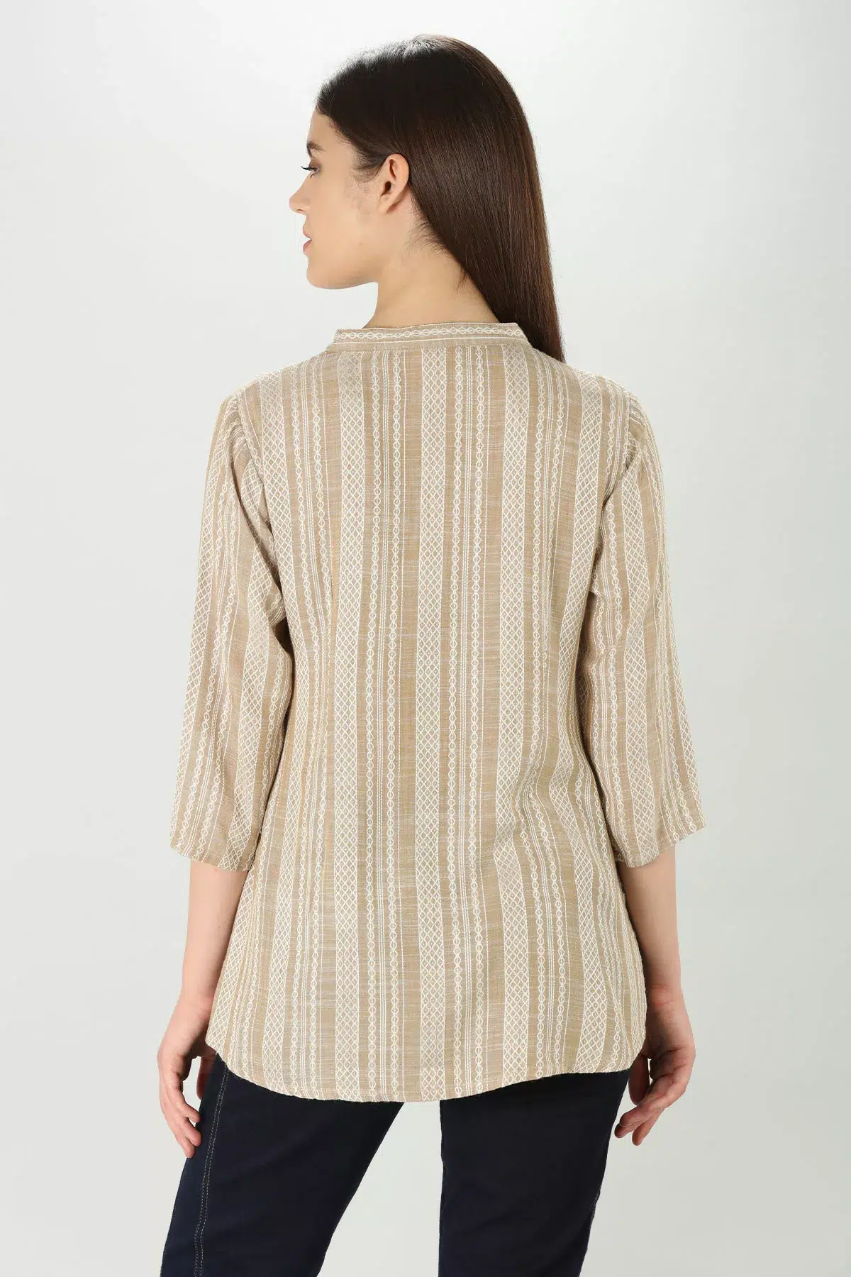 Embroidered Beige Tops Women