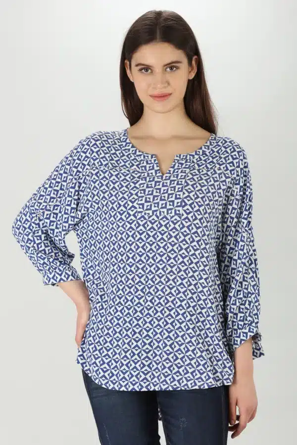 Printed Blue Tops For Women