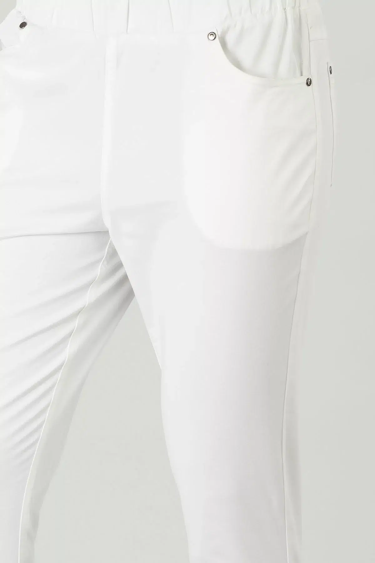 White Solid Pants For Ladies