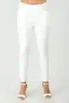 White Solid Pants For Ladies