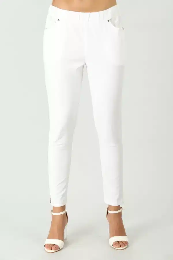 White Solid Pants For Ladies