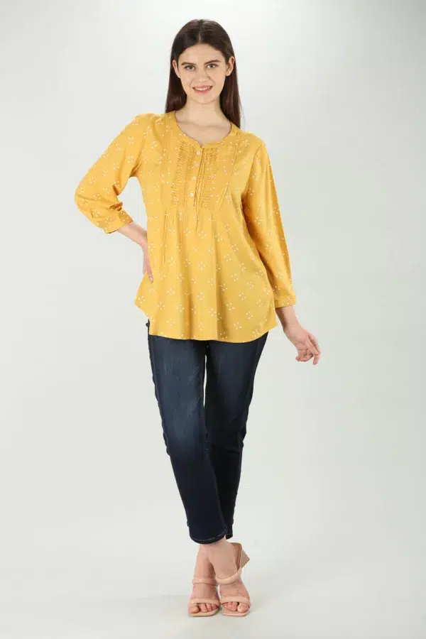 Pintuck Yellow Top Women