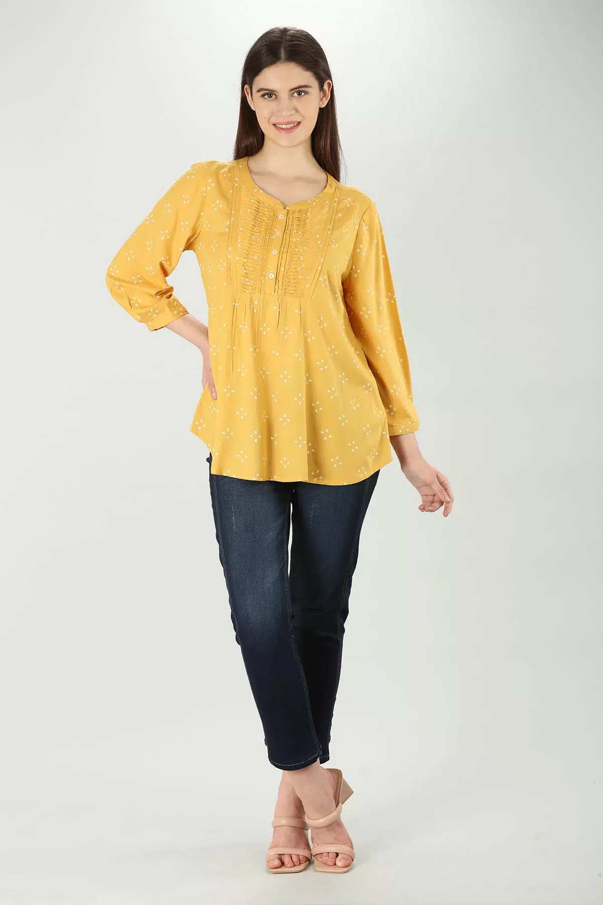 Pintuck Yellow Top Women