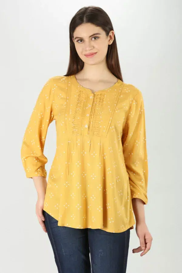 Pintuck Yellow Top Women