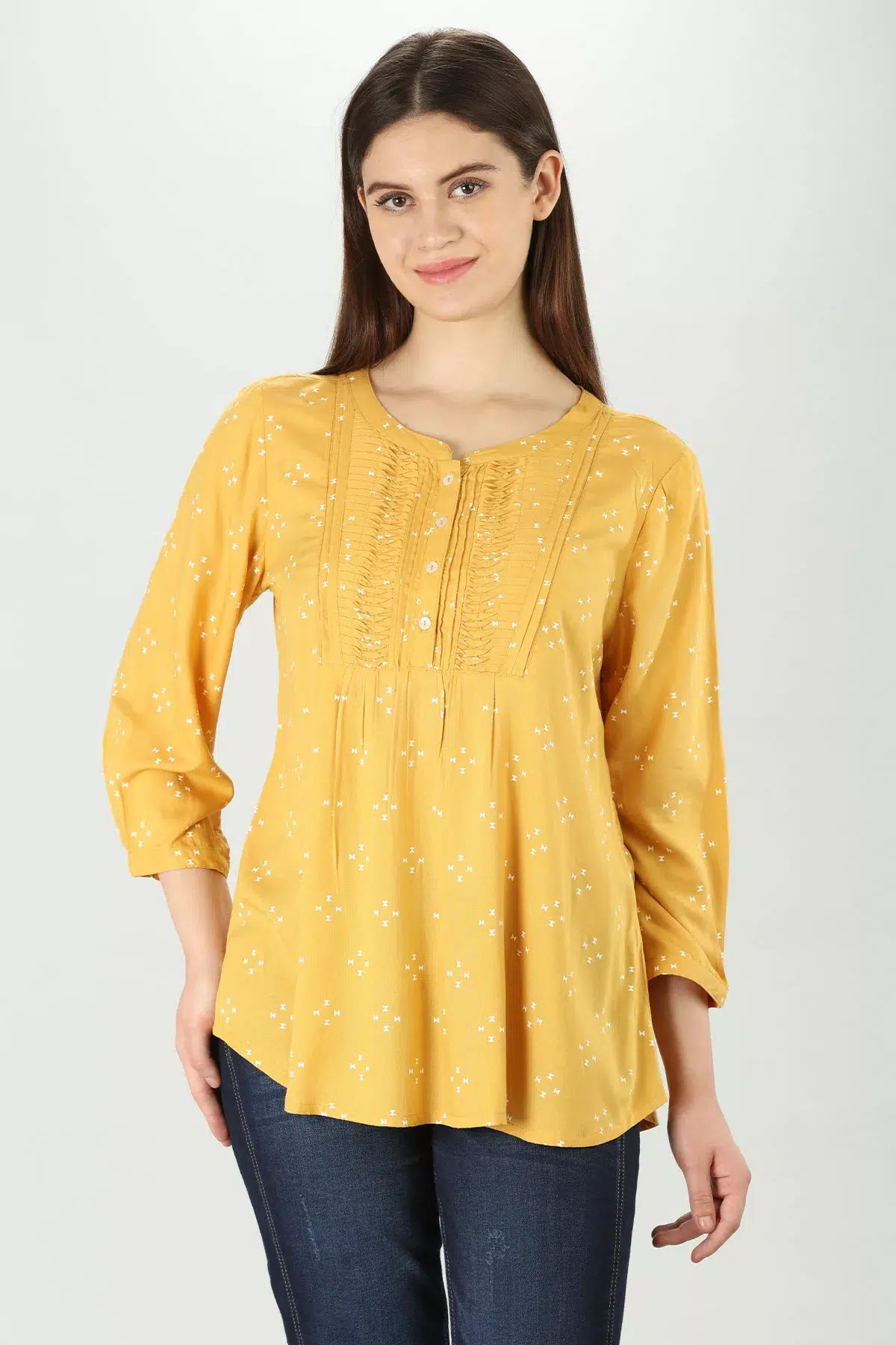 Pintuck Yellow Top Women