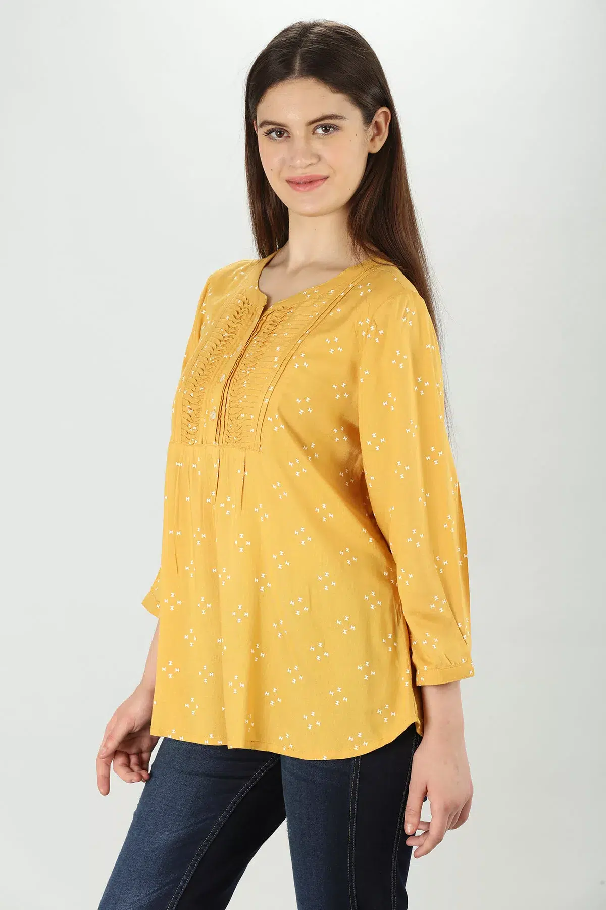 Pintuck Yellow Top Women