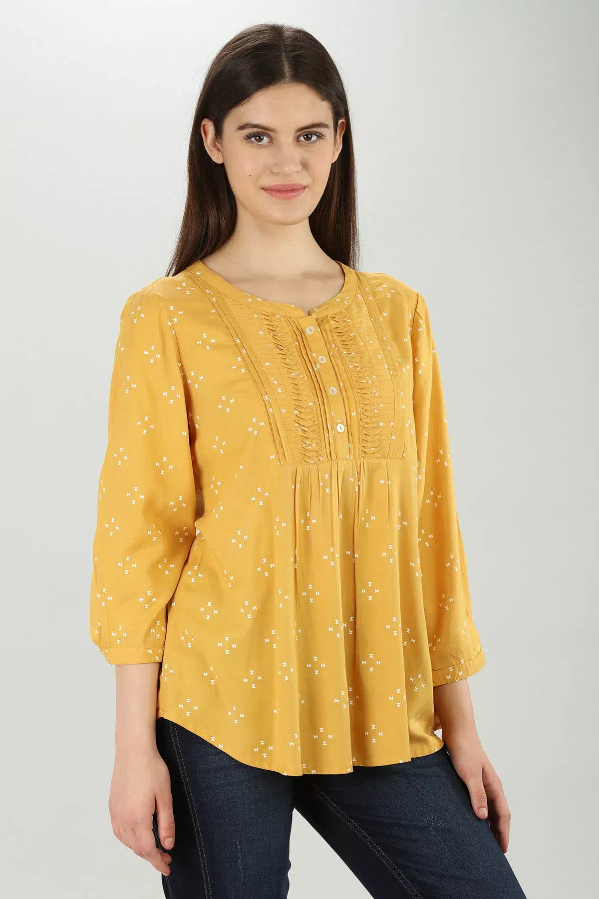 Pintuck Yellow Top Women
