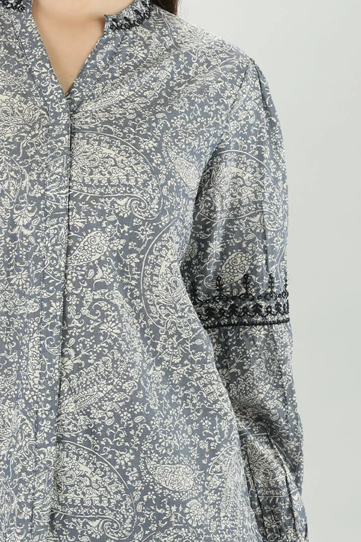 Floral Printed Grey Shirt For Women