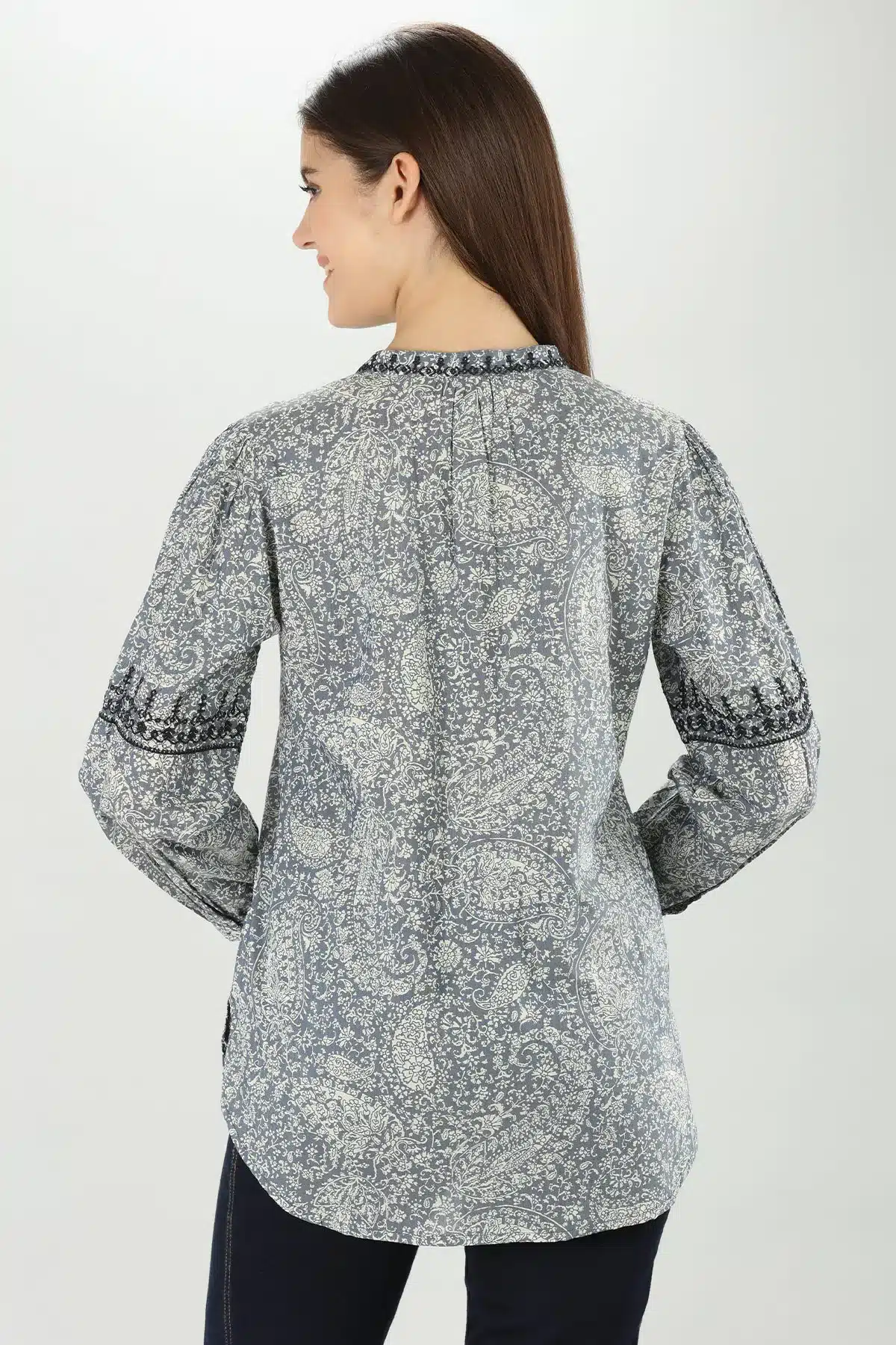 Floral Printed Grey Shirt For Women