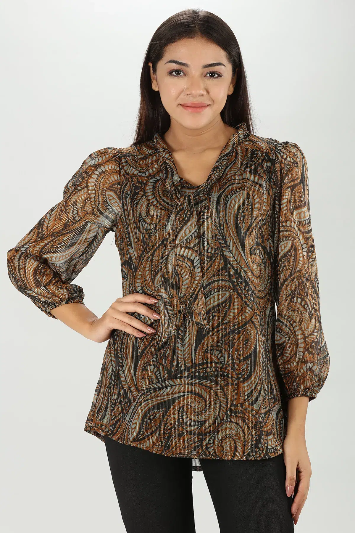 Printed Brown Top Woman