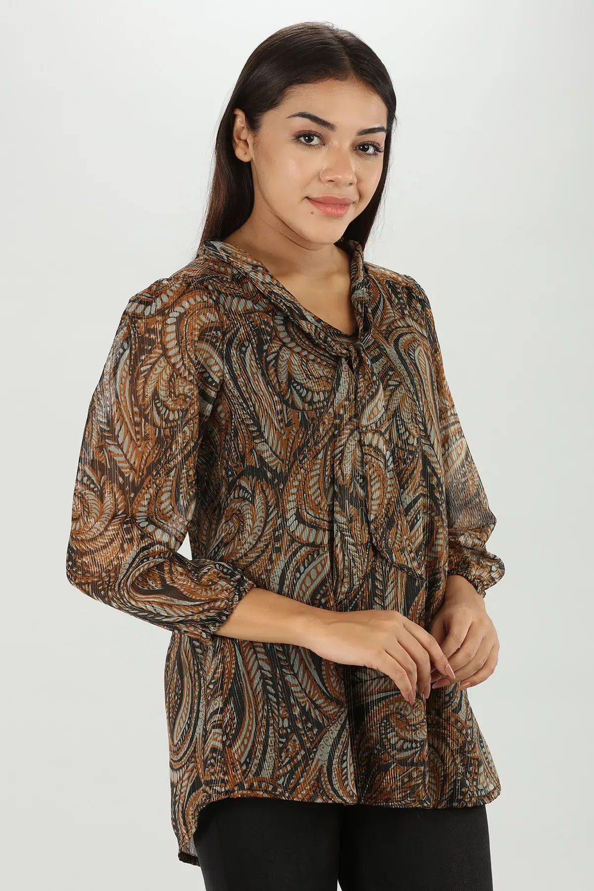 Printed Brown Top Woman