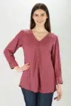 Solid Pink Top Full Sleeves For Women