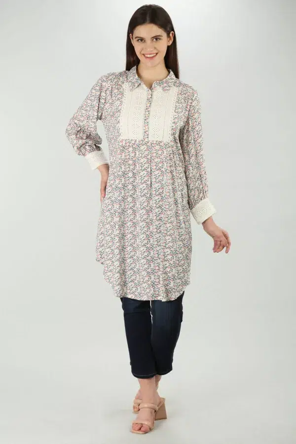 Printed Shirt In Beige For Women