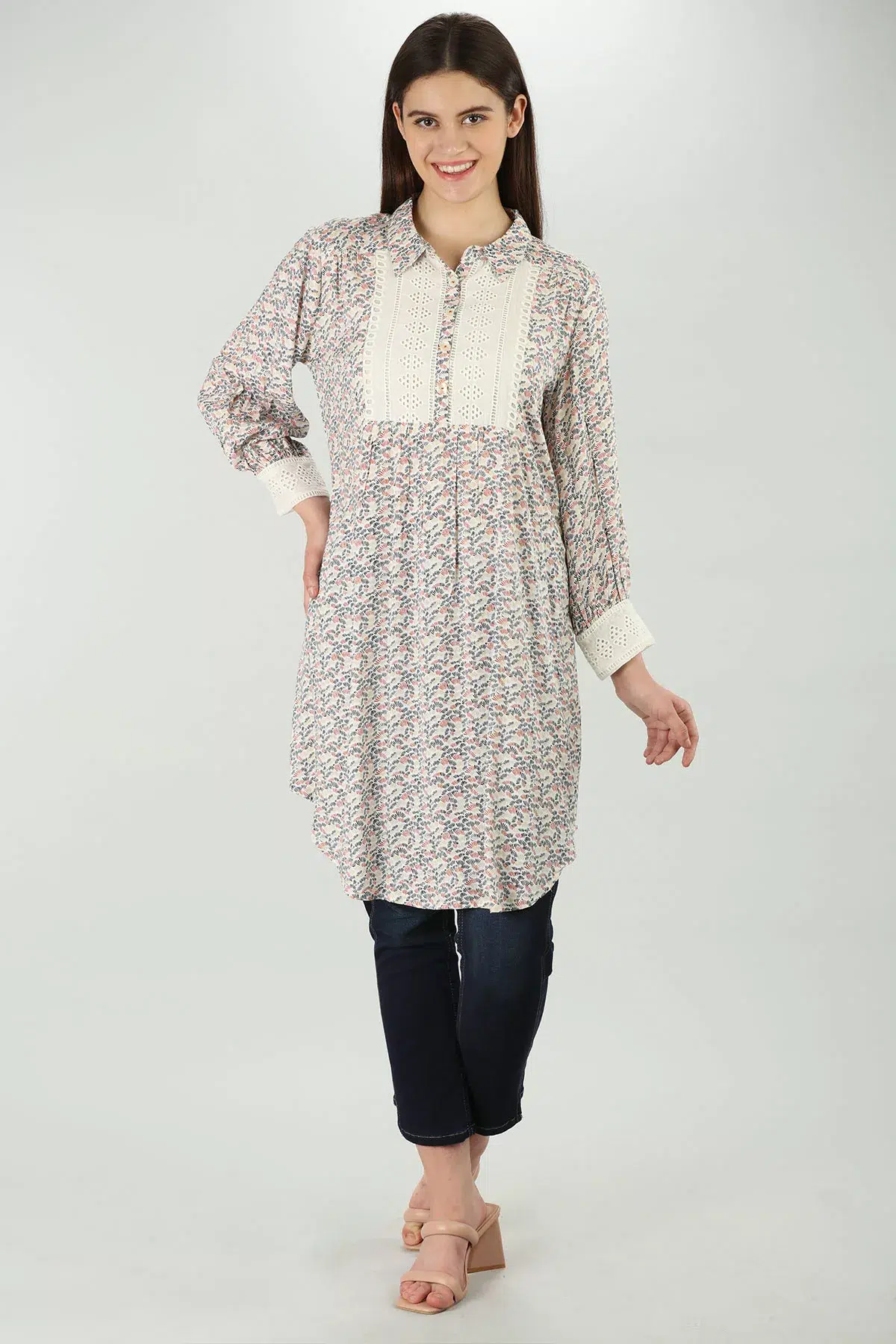 Printed Shirt In Beige For Women