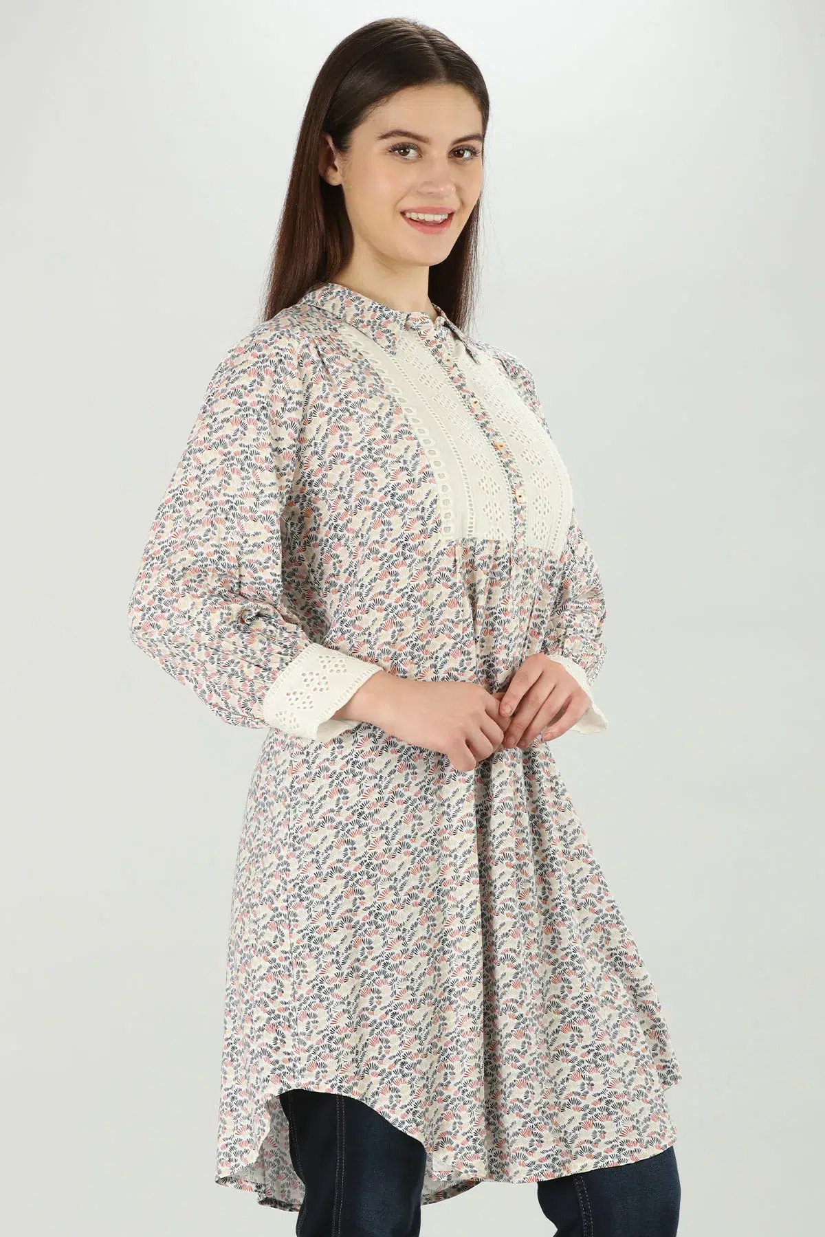 Printed Shirt In Beige For Women