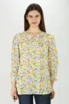 Lace Print Yellow Tops Women