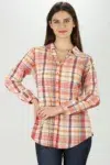 Peach Checks Shirt For Women