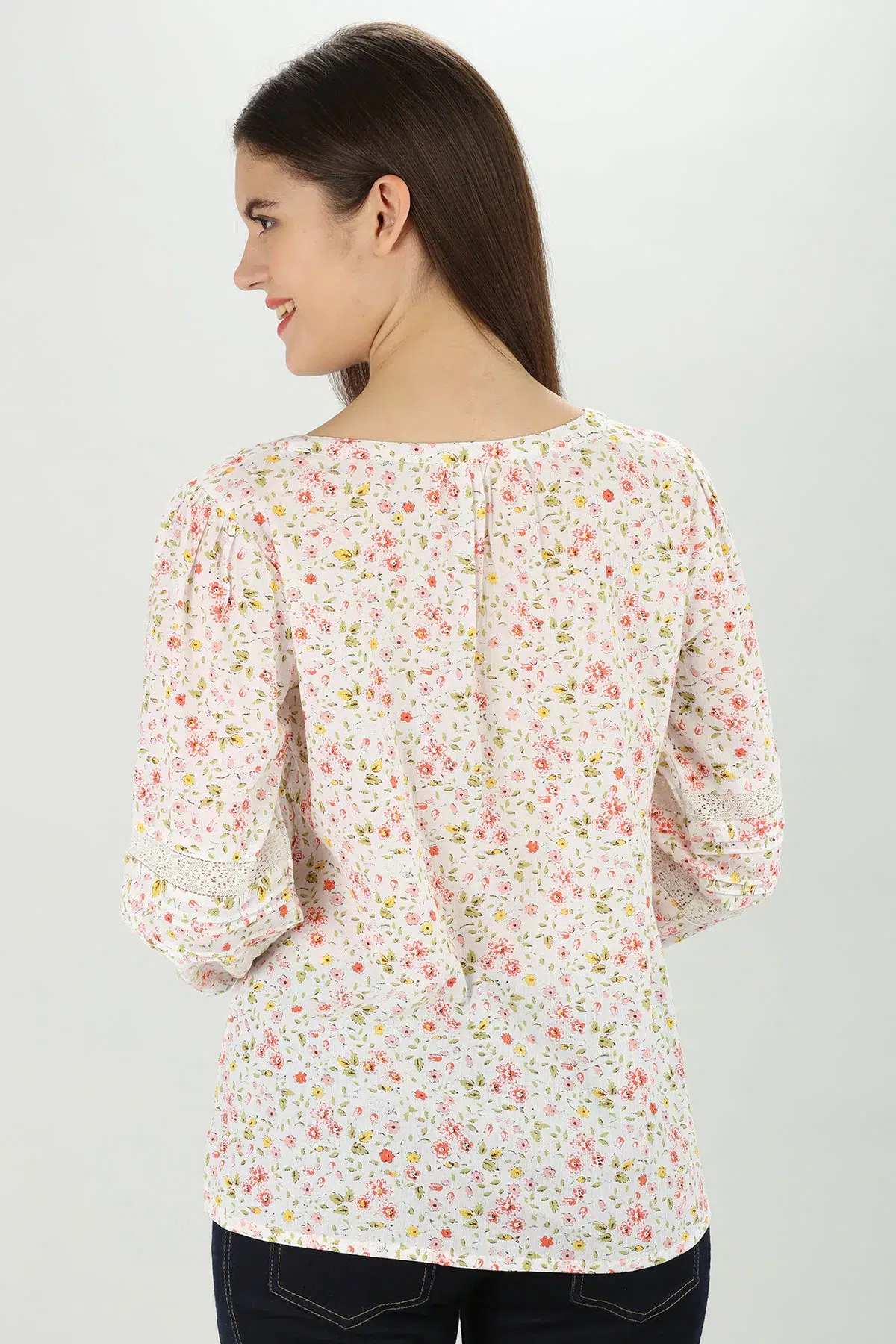 Floral Printed White Top Ladies