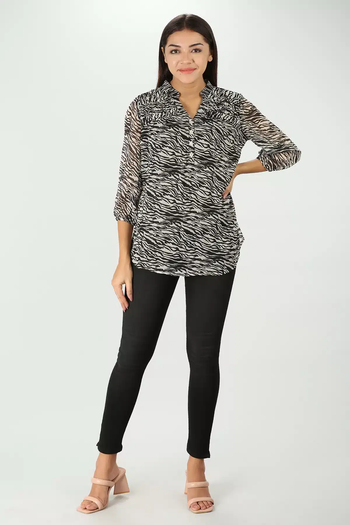 Monochrome Chiffon Top - Image 2
