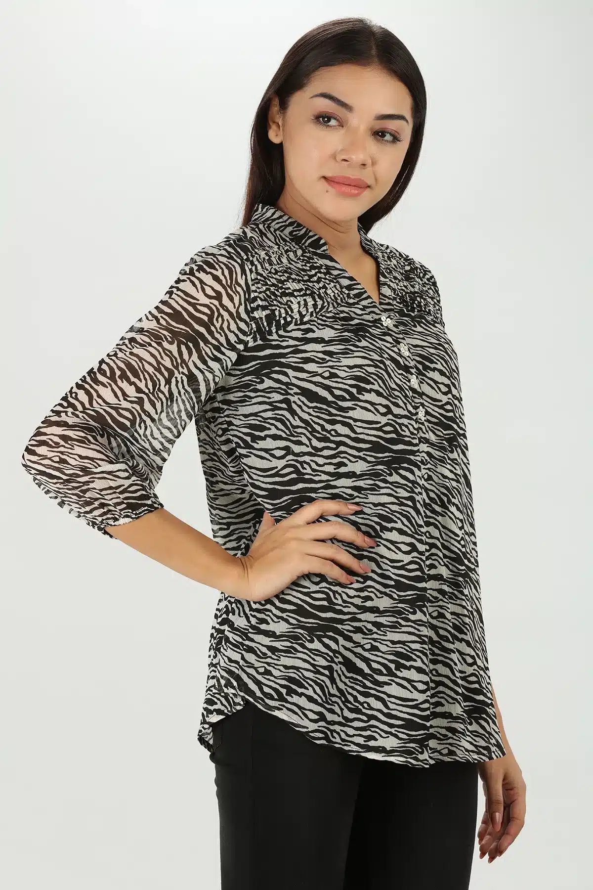 Monochrome Chiffon Top - Image 3