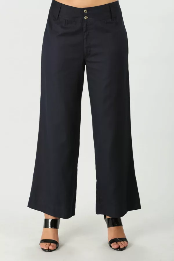 Navy Solid Trouser For Women