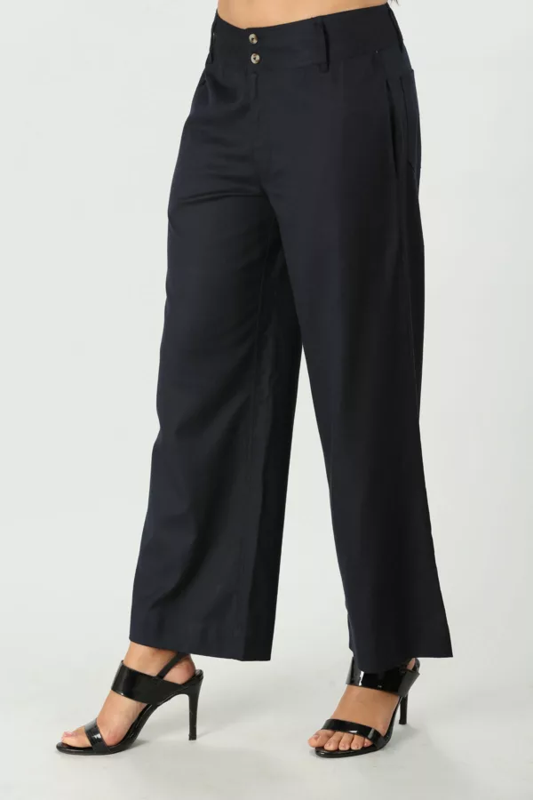 Navy Solid Trouser For Women