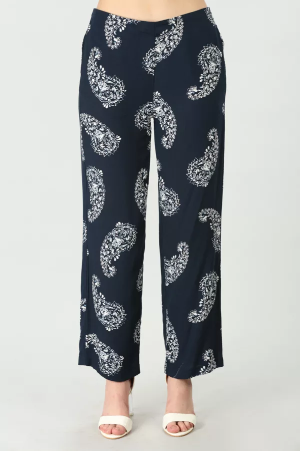 Printed Dark Blue Co Ord Trouser For Women