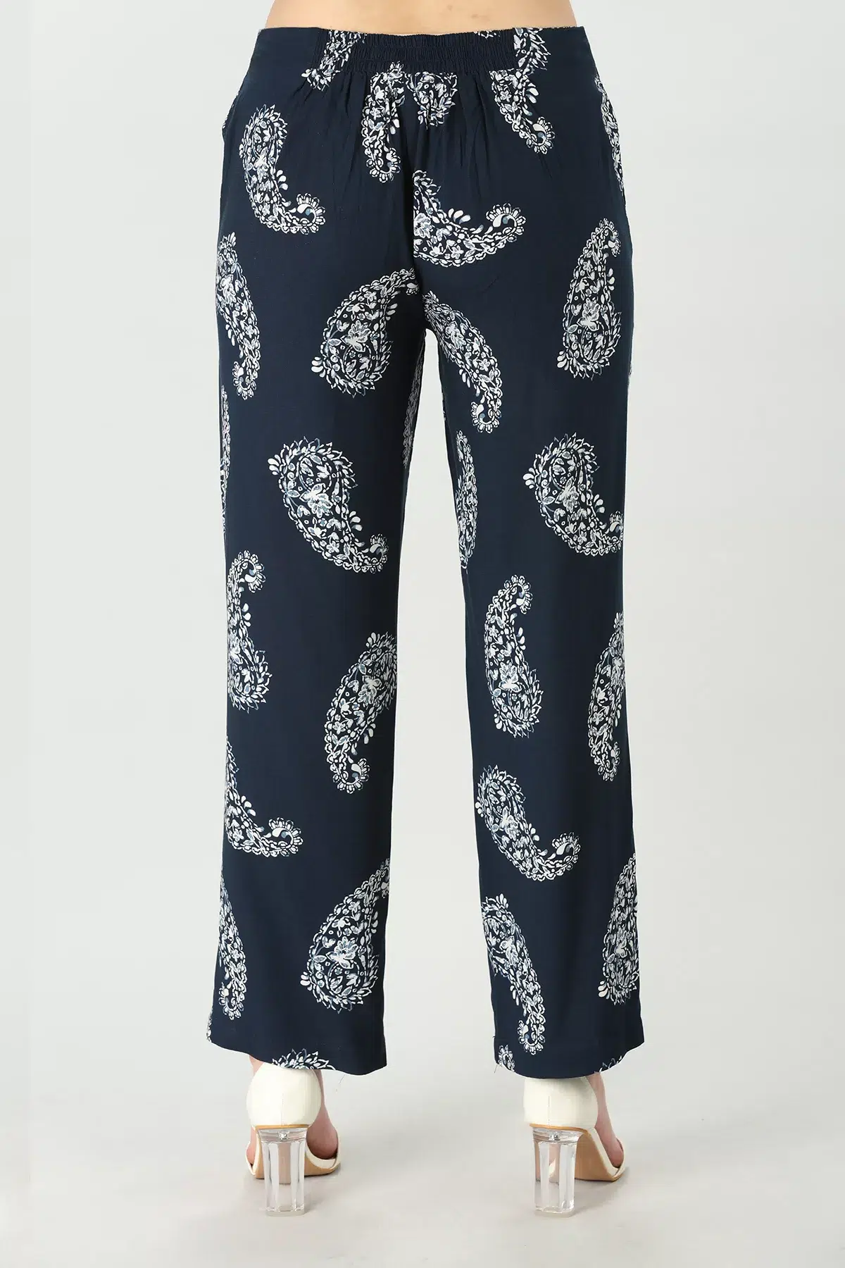 Printed Dark Blue Co Ord Trouser For Women