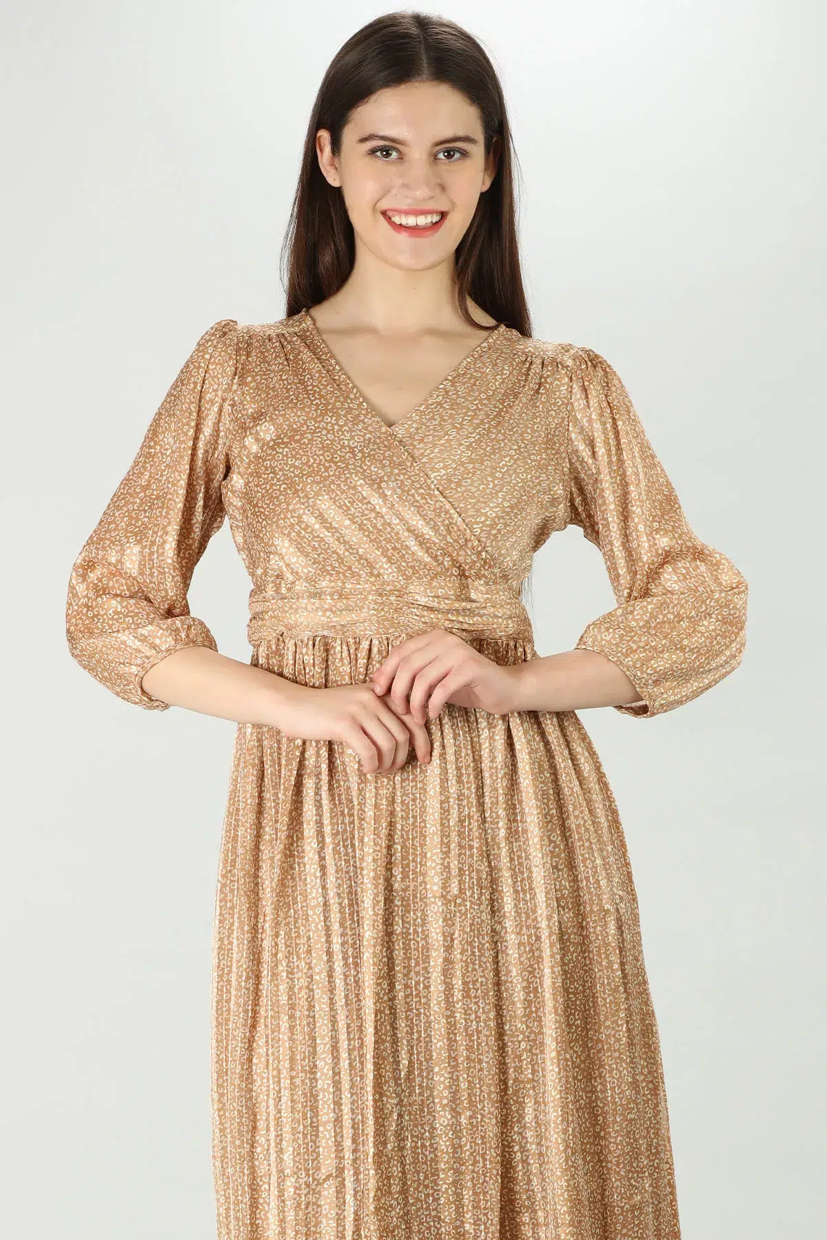 Printed Beige Dress For Women