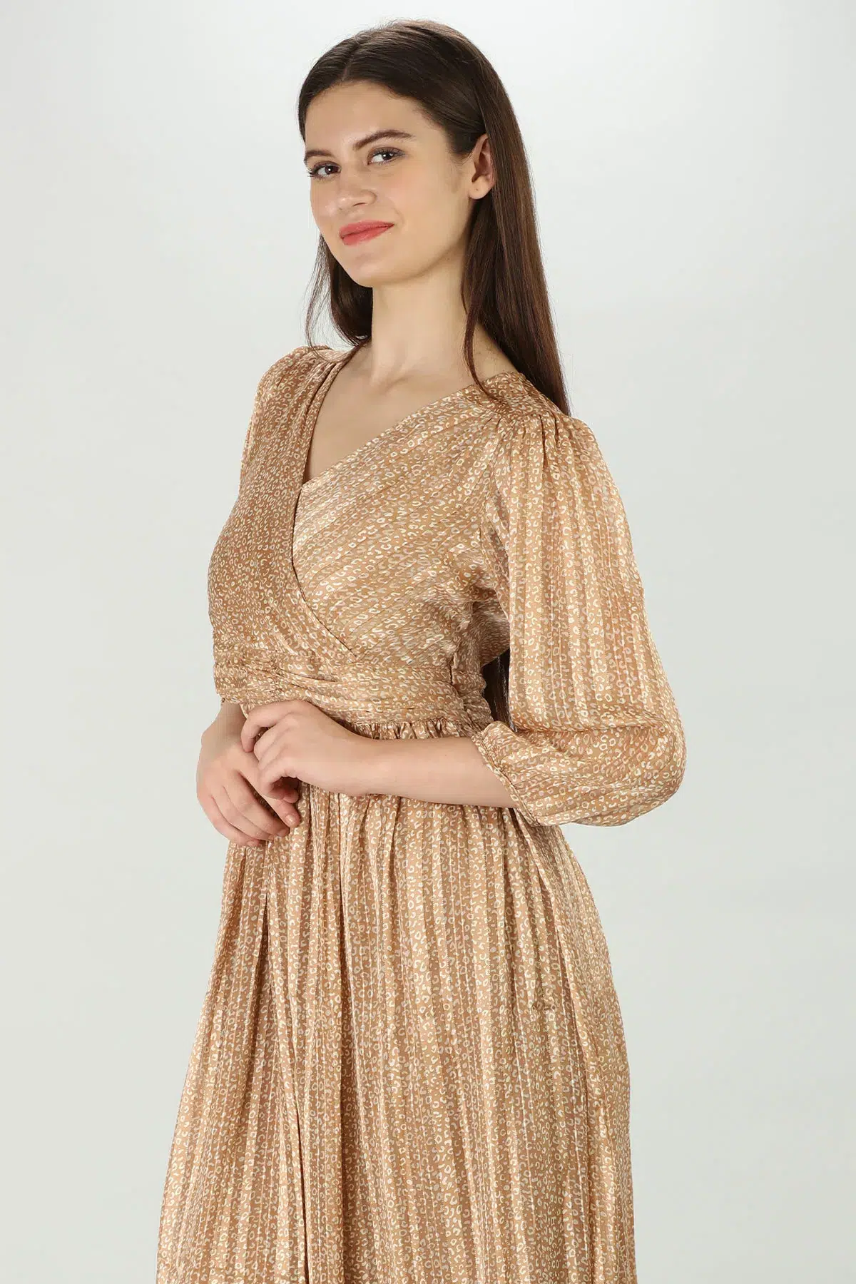 Printed Beige Dress For Women