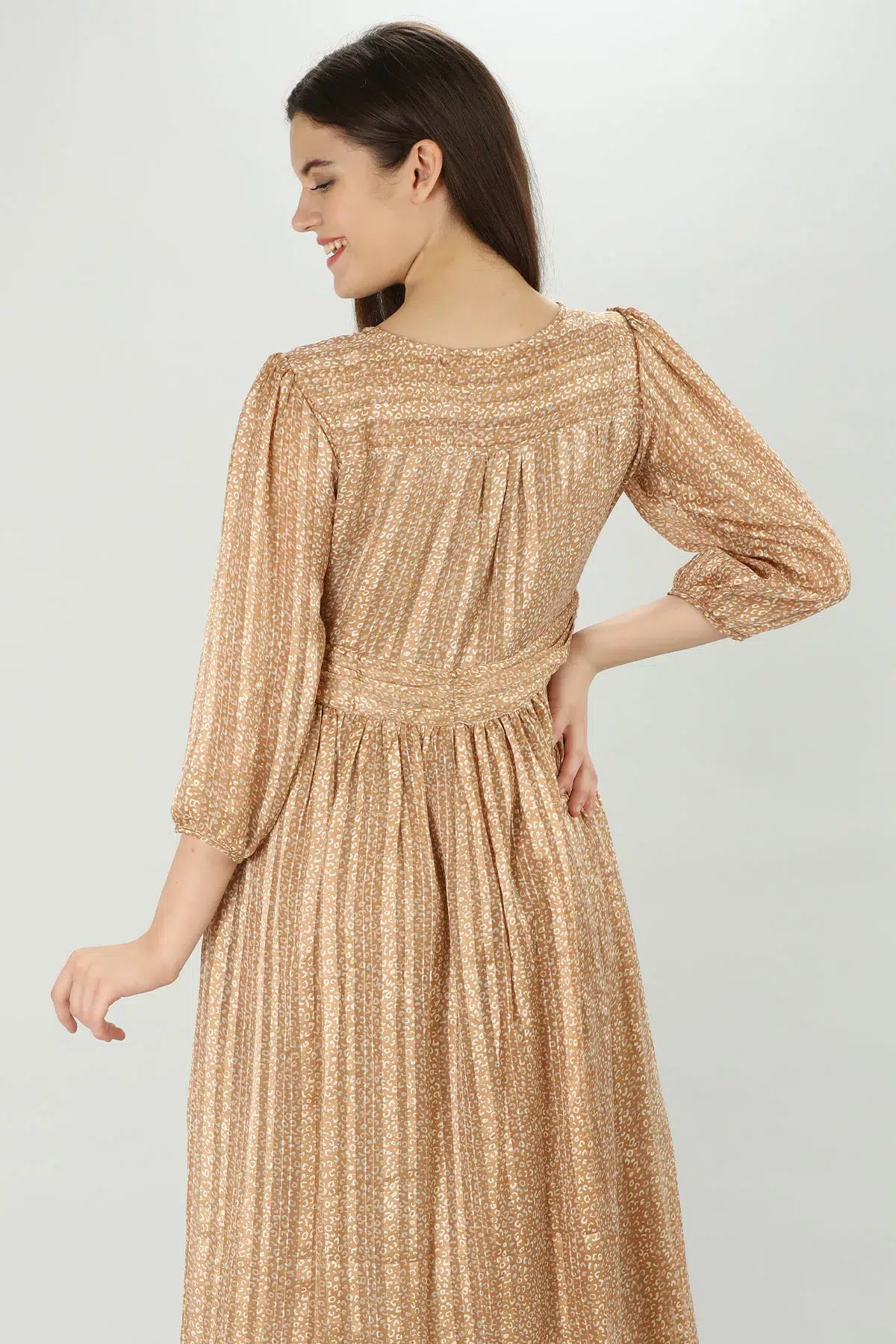 Printed Beige Dress For Women